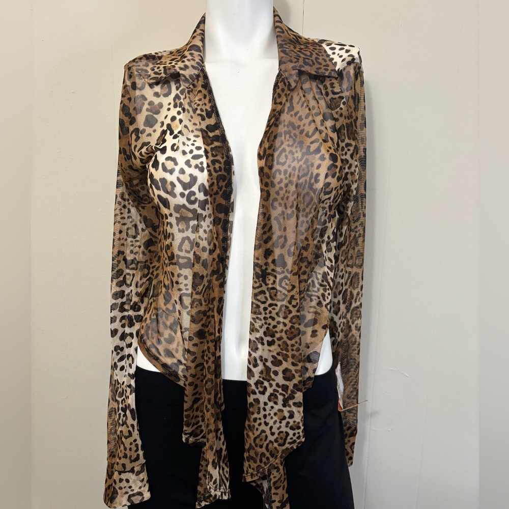 Leopard Print Sheer Blouse - image 1